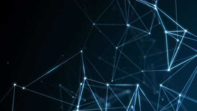 Abstract technology background from animated lines and dots. Looping seamless space geometrical backdrop