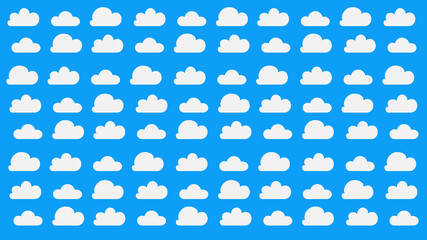 Background Room Kids - Clouds blue - Illustration - 3D Representation. Bedtime