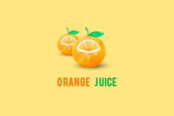 Orange Juice 3D colorful, Fresh double orange.