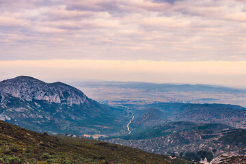 Fototapeta na wymiar View from the top of mountain (Castle of Mongri, Catalonia, Spain)