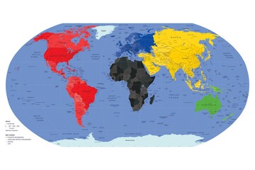World map political borders and continents