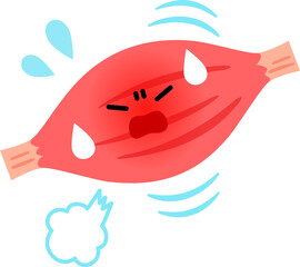 激しい運動をする筋肉のキャラクター