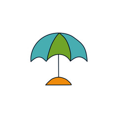 Fototapeta na wymiar Beach umbrella icon in color icon, isolated on white background 