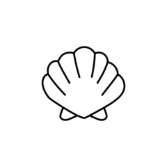 Sea Shell Icon in flat black line style, isolated on white background 