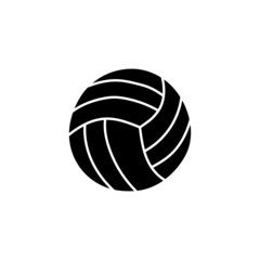 Beach volley ball in solid black flat shape glyph icon, isolated on white background 