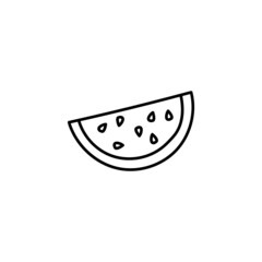 Watermelon in flat black line style, isolated on white background 