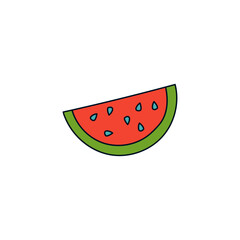 Watermelon in color icon, isolated on white background 