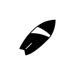 Surfing board icon in solid black flat shape glyph icon, isolated on white background 