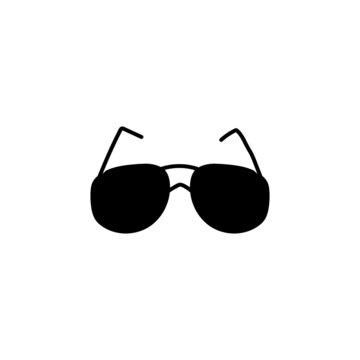 Sunglasses icon in solid black flat shape glyph icon, isolated on white background 