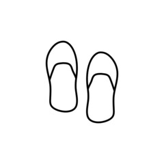 Beach footwear, sandals icon in flat black line style, isolated on white background 