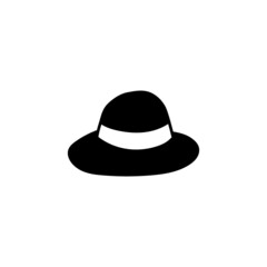 Beach, hat icon in solid black flat shape glyph icon, isolated on white background 