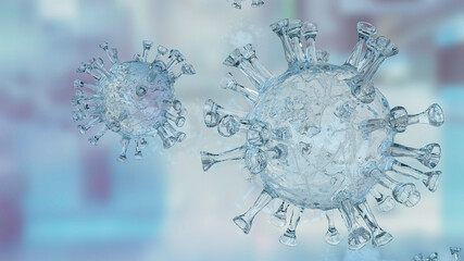 The virus in blue background for medical or sci concept 3d rendering.