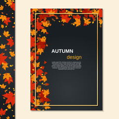 Autumn style brochure cover, booklet, business flyer, poster vector design template. A4 format