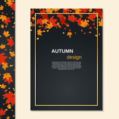 Autumn style brochure cover, booklet, business flyer, poster vector design template. A4 format
