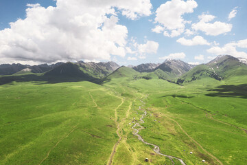 Obraz premium Nalati grassland with the blue sky.
