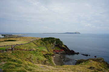 a beautiful seaside landscape in cloudy day