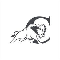 creative simple logo design initial C animal