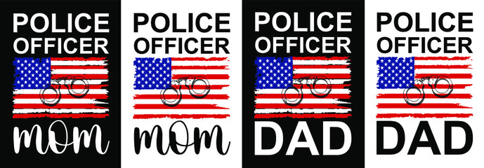 Police Officer Mom And Dad T-Shirt Design Template.