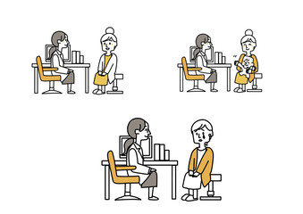 診察を受けている女性セット