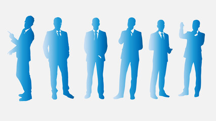 business man in 7 styles of blue color
