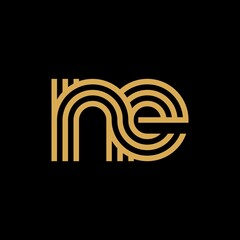 Letter NE logo creative modern monogram, many lines smooth geometric logo initials