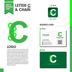 Simple and professional initial logo letter C combine with overlapping chain shape include icon and business card mockup