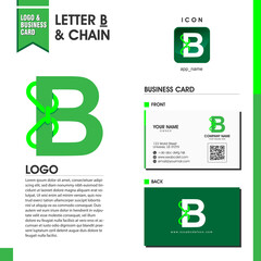 Simple and professional initial logo letter B combine with overlapping chain shape include icon and business card mockup