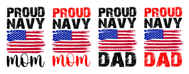 Proud Navy Mom And Dad T Shirt - White T Shirt