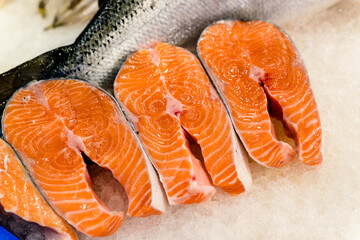 Fresh Raw Salmon on a wooden board