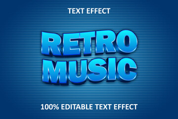 Retro Music Editable Text Effect Blue Stripe