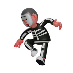 Skeleton Boy 3D Cartoon Illustration with weird poses