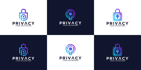 collection of privacy logo security design template