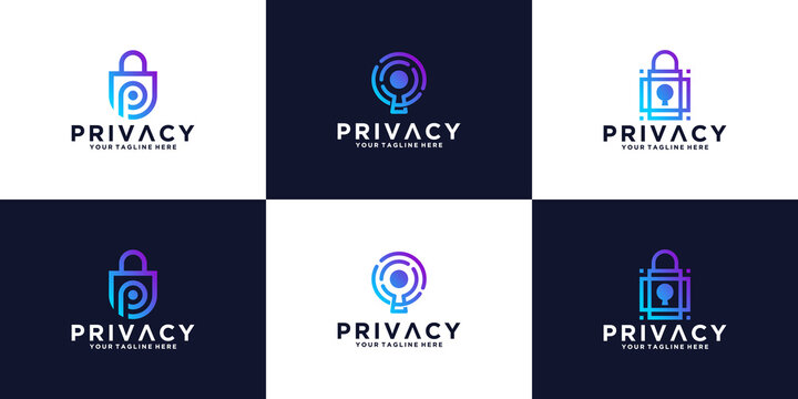 collection of privacy logo security design template