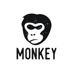 Monkey Head Rustic Vector Logo design