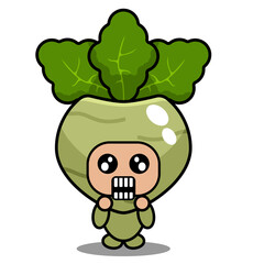 cute kohlrabi mascot vegetable cartoon character vector with surprised expression