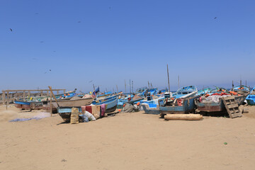 Fototapeta na wymiar boats on the beach in the country