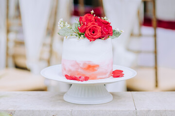 Wedding cake with rose