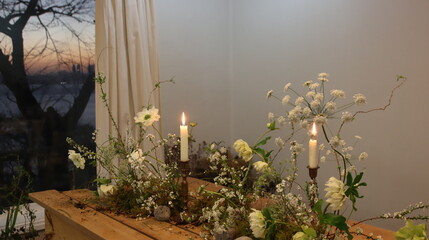 candles and flowers