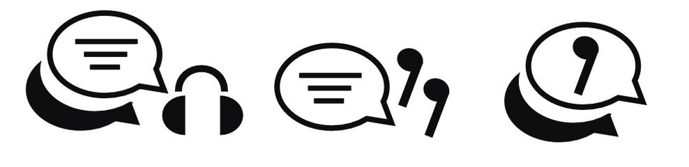 chat message icon set, Chat speech bubble, Social media message. Vector illustration music notes