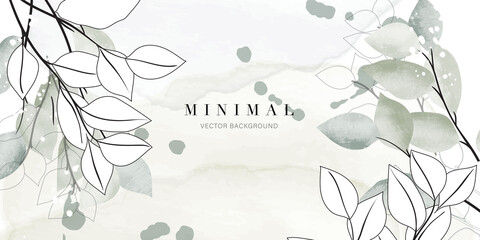 Golden Wild Flowers line art background vector. Luxury abstract art background with artificial flowers, Gold leaves, eucalyptus, trending hydrangea and summer blooms. Botanical wedding wallpaper.  © TWINS DESIGN STUDIO