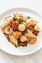 Spicy stir fried fish balls