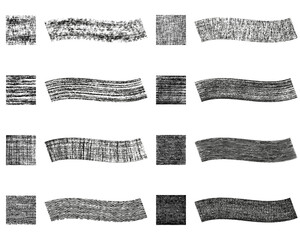 Set of abstract grunge distressed brushes and vector templates in dry paint, vintage wall, retro fabric pattern background. Created using AI CS6.