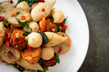 Spicy stir fried fish balls