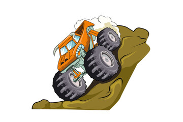 monster truck on the hill vector