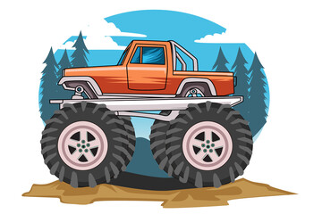 monster truck in view background vector © inferno_studio3