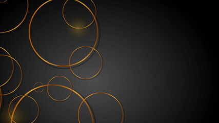 Abstract dark geometric background with golden rings