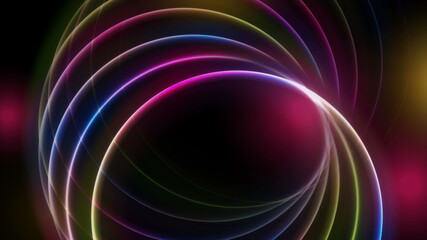Colorful neon glowing circles background