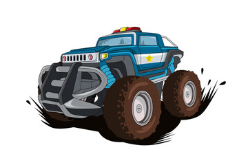 the police monster car illustration vector
