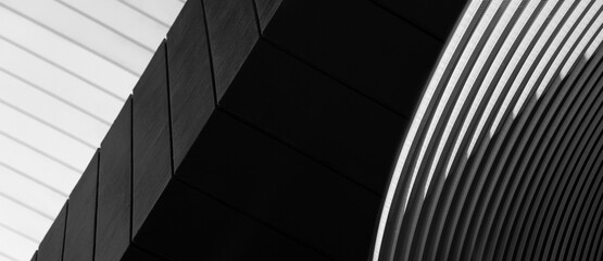 white and black line of cement and metal architecture banner background
