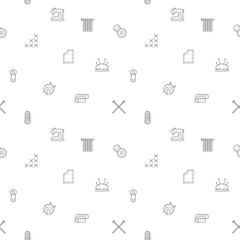 Seamless pattern with Sewing and Handmade icon on white background. Included the icons tailor, knitting, fabric, leather, acrylic, textile, wool, cotton, pin, button and other.